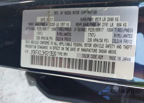 2017 Mazda Cx-5 Touring from USA, damaged, VIN JM3KFACL3H0213529